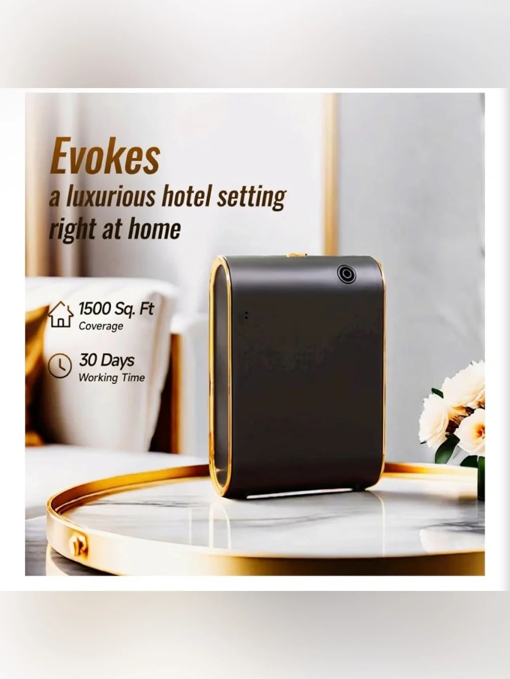 Intelligent Waterless Essential Oil Diffuser with WiFi- Black and Gold